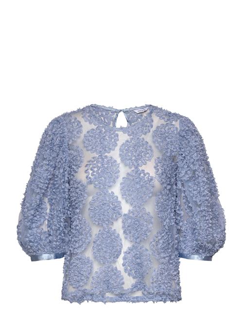 Nadja 3D Flower Puff Sleeve Blouse Bubbleroom Blue