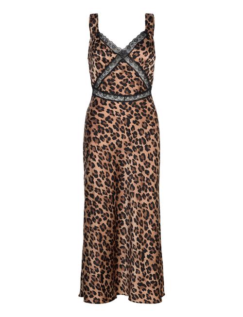 Bardot Emory Print Satin Slip Dress Bardot Brown