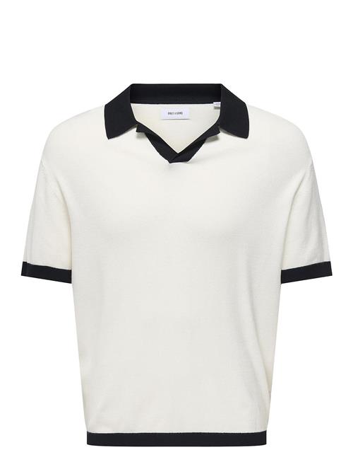 ONLY & SONS Onsadrian Reg 12 Ss Contrast Polo Knit ONLY & SONS White