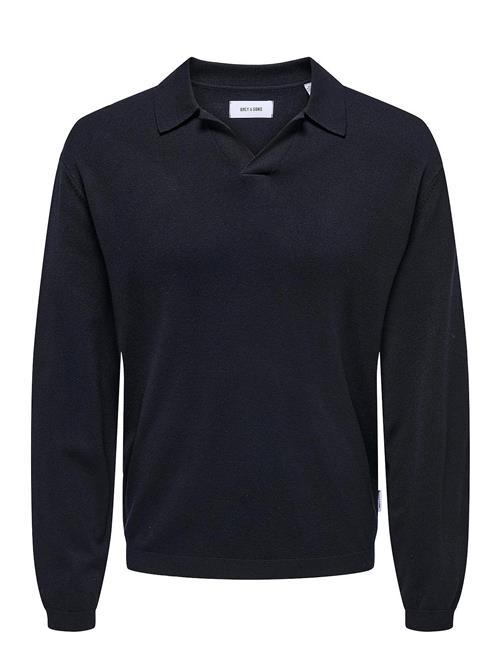 ONLY & SONS Onsadrian Reg 12 Ls Contrast Polo Knit ONLY & SONS Navy