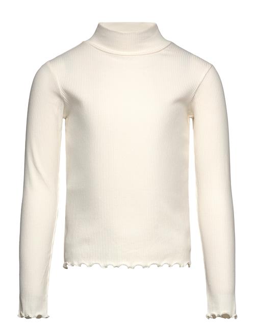 Mango Ribbed High Neck T-Shirt Mango Cream