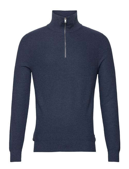 Microstructure Sweater With Zipper Collar Mango Navy