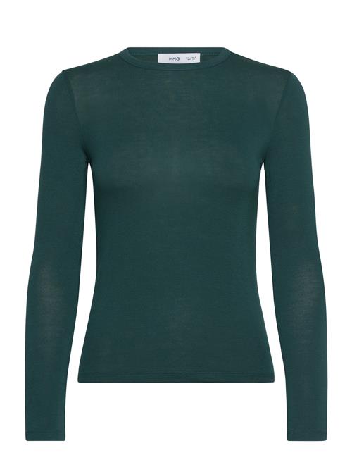 Mango Round-Neck Long-Sleeved T-Shirt Mango Green