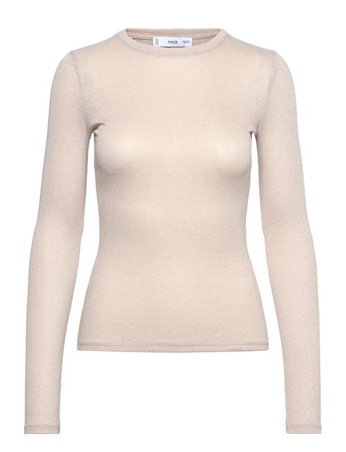 Mango Lurex Knitted T-Shirt Mango Beige