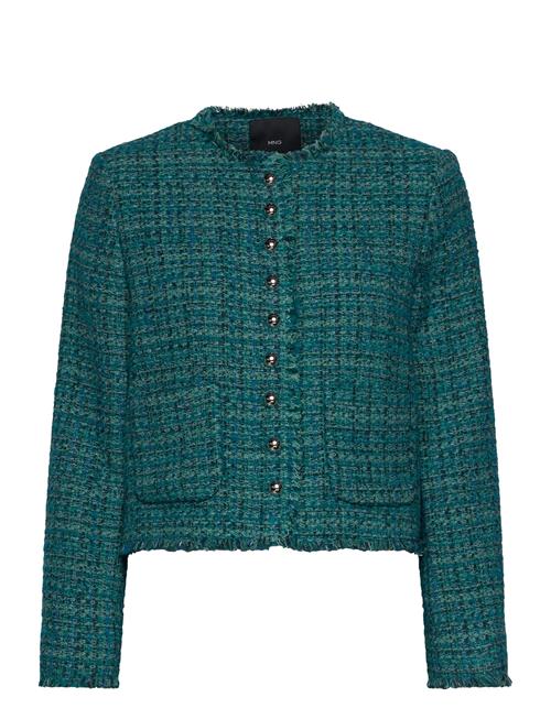 Mango Pocket Tweed Jacket Mango Blue