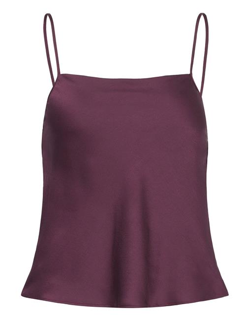 Mango Satin Top With Thin Straps Mango Burgundy