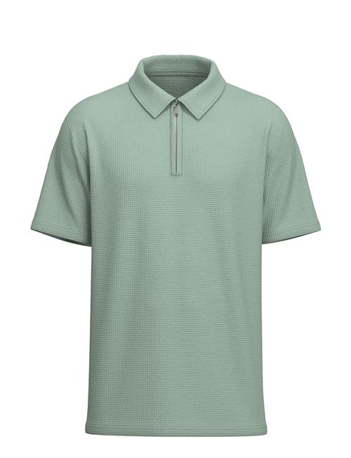 Selected Homme Slhsander Seersucker Zip Ss Polo Selected Homme Green