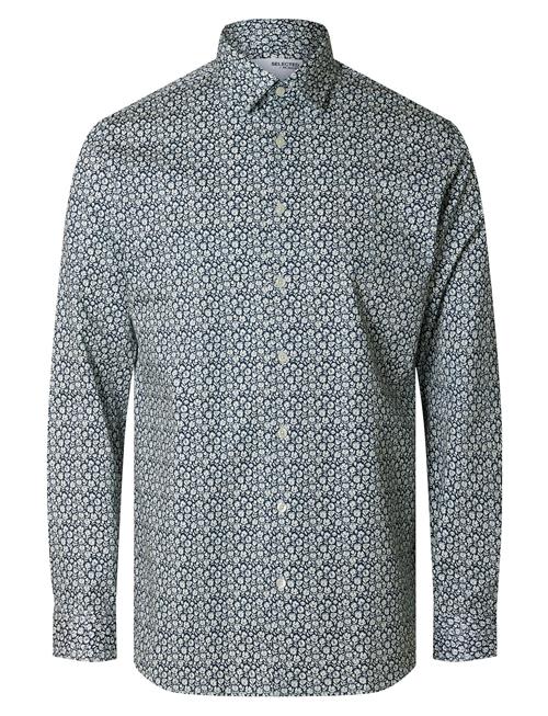 Slhslim-Performance Shirt Ls Aop Noos Selected Navy