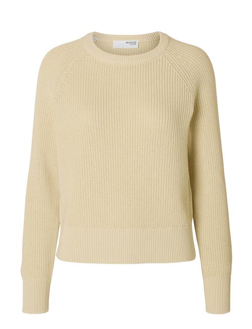 Slfbirla Ls Knit Short O-Neck Selected Cream