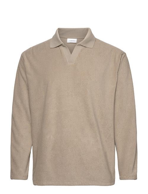 Lindbergh V-Neck Jacquard Polo L/S Lindbergh Beige