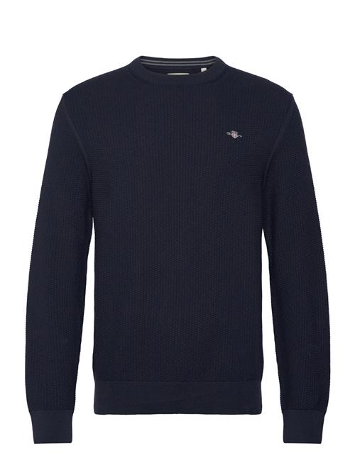 GANT Cotton Micro Textured C-Neck GANT Navy