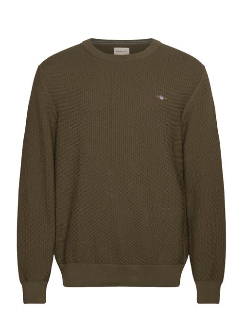 Cotton Micro Textured C-Neck GANT Khaki