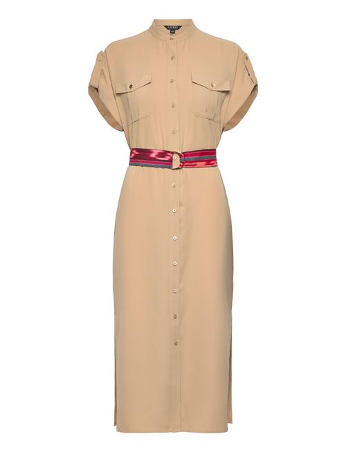 Belted Double-Faced Georgette Shirtdress Lauren Ralph Lauren Beige