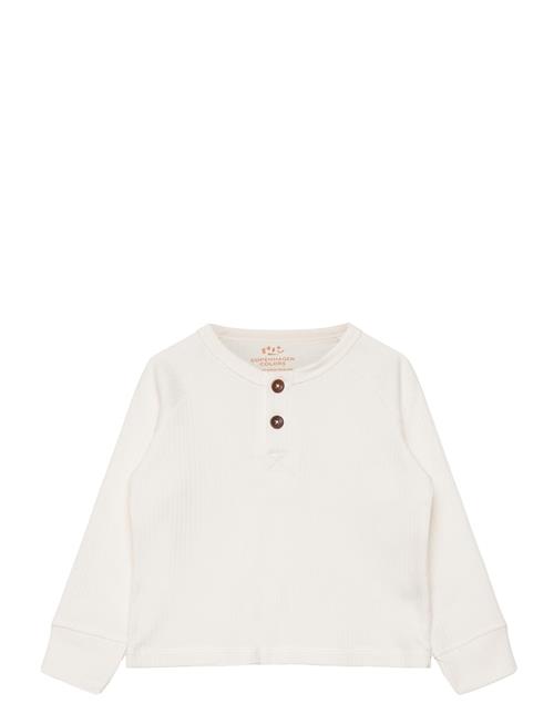 Copenhagen Colors Rib Jersey T-Shirt W. Ls Copenhagen Colors Cream