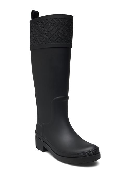 Rubber Long Boot Monogram Tommy Hilfiger Black