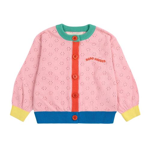 Bobo Choses Color Block Baby Cardigan I Åbent Arbejde Light Pink | Lyserød | 24 months