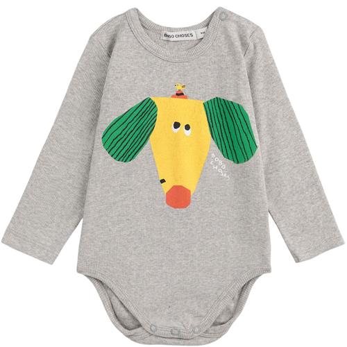 Bobo Choses Happy Dog Baby Body Heather Grey | Grå | 24 months