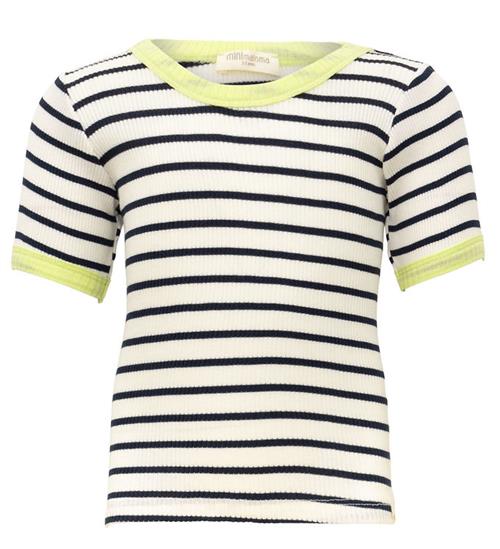 Minimalisma Bluse - Rib - Silke/Bomuld - Ben - Sailor/Lime