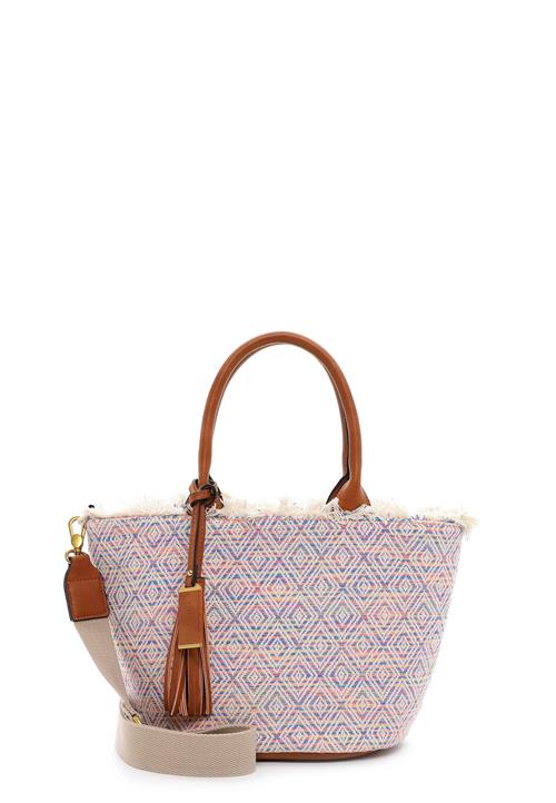 Tamaris Shopper 'Arabella'  creme / blå / cognac / lysegul / lyserød