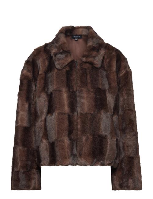 Sylvie Zip Faux Fur Jacket Bardot Brown