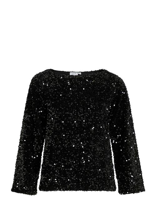 Vila Vifaith Boat Neck L/S Sequin Top/Vol Vila Black