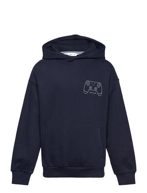 Mango Printed Hoodie Mango Navy