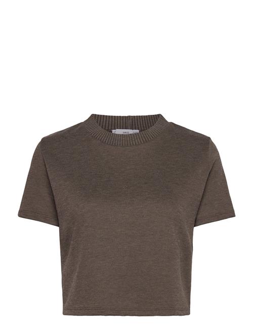 Mango Short-Sleeve Knitted T-Shirt Mango Brown