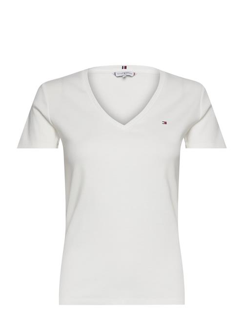 Slim Cody Rib V-Neck Ss Tommy Hilfiger White