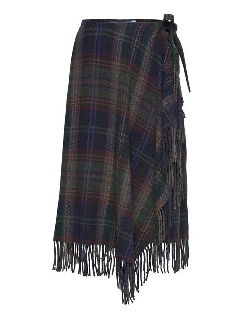 Fringe-Trim Plaid Wrap Skirt Polo Ralph Lauren Green