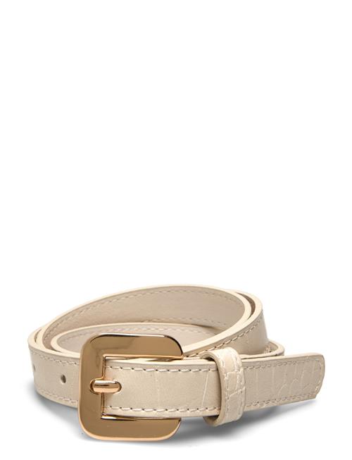 Croco Leather-Effect Belt Mango Beige