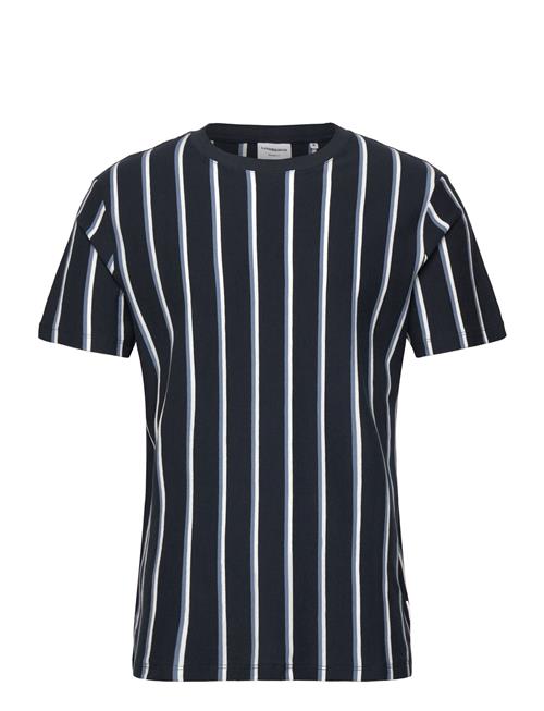 Lindbergh Striped Piqué Tee S/S Lindbergh Navy