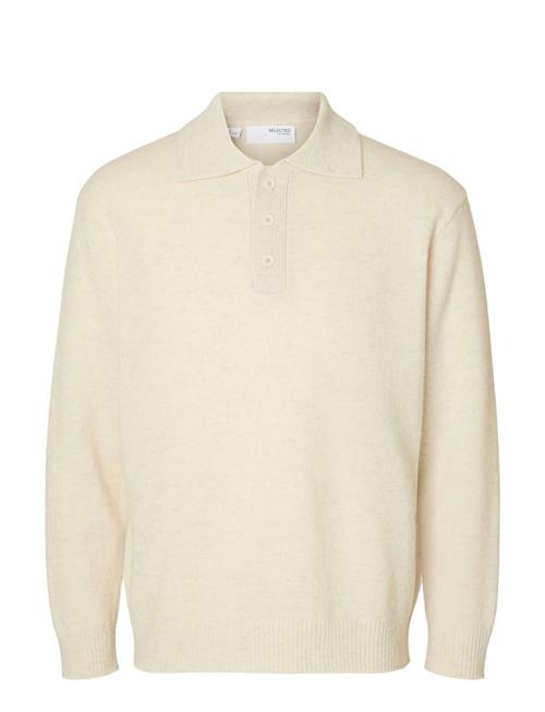 Selected Homme Slhreuben Ls Knit Relaxed Polo Selected Homme Beige