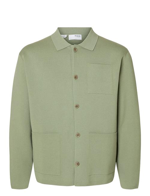 Selected Homme Slhmike Light Ls Knit Relaxed Polo Cardi Selected Homme Green