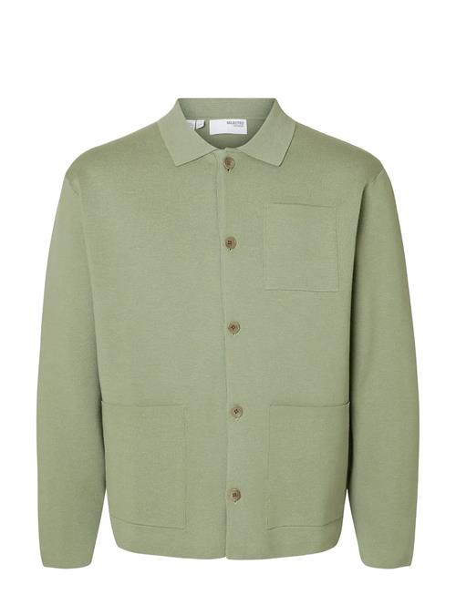 Slhmike Light Ls Knit Relaxed Polo Cardi Selected Green