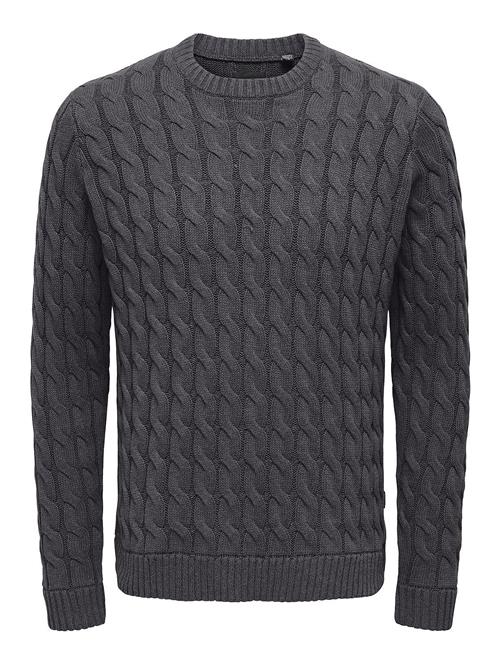 ONLY & SONS Onskicker Life Reg 3 Cable Crew Knit ONLY & SONS Grey