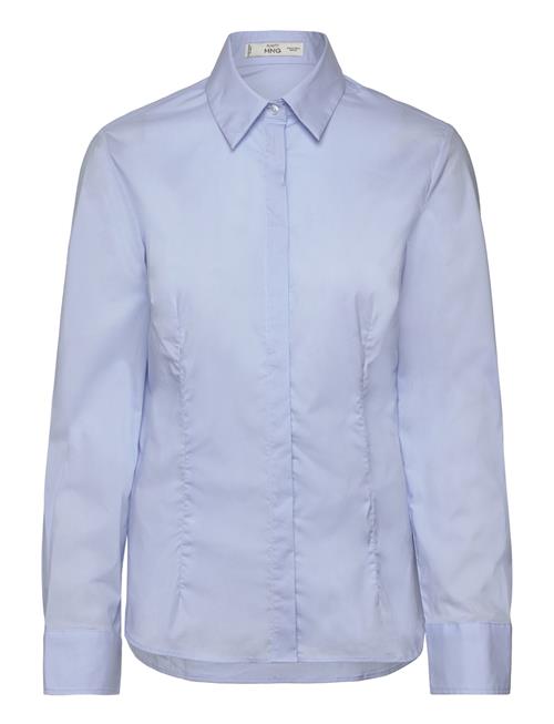 Mango Fitted Cotton Shirt Mango Blue