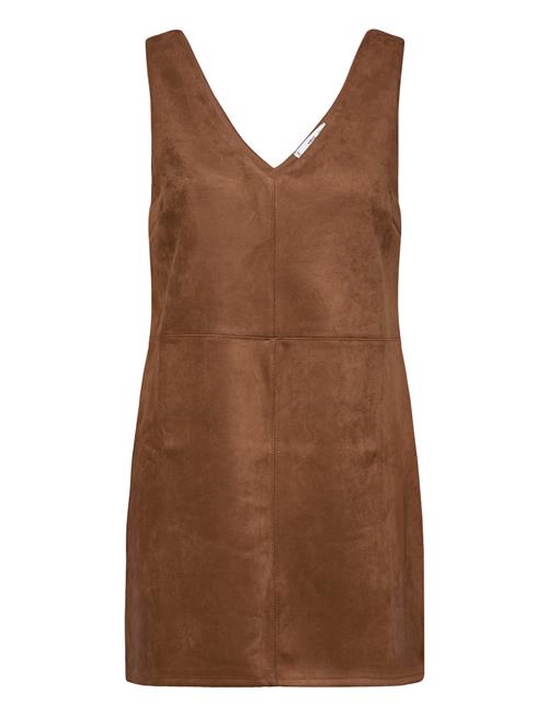 Mango Straight Suede Dress Mango Brown