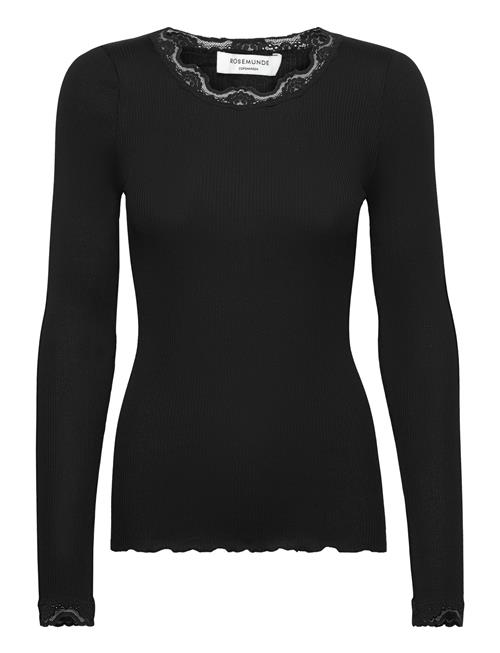 Rwbabette Silk Ls Lace T-Shirt Rosemunde Black