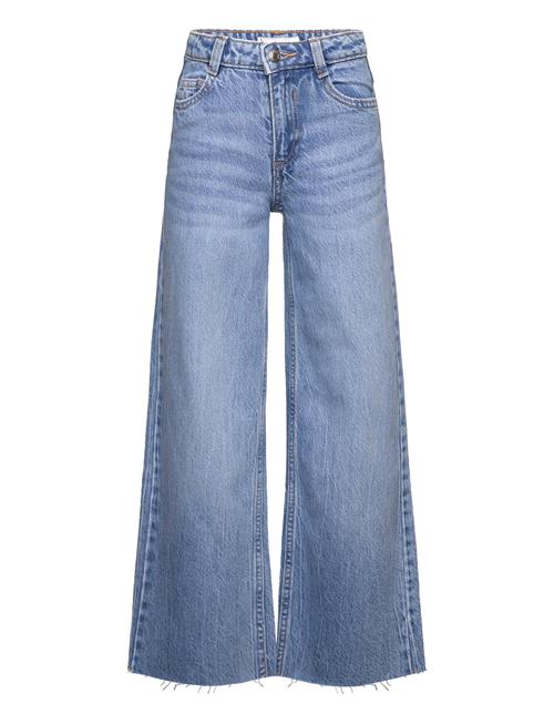 Mango Wideleg Low Frayed Hem Jeans Mango Blue