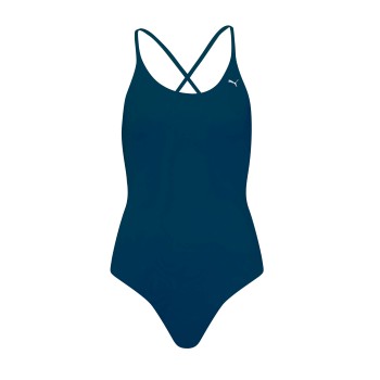 Puma V-Neck Padded Swimsuit Marineblå Small Dame