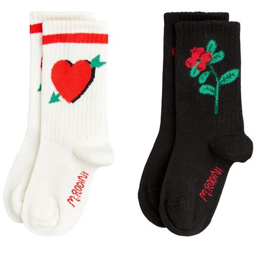 Mini Rodini GOTS Arrowed Heart 2-Pack Sokker Multi 24-27 EU  Sort  24-27 EU  Unisex