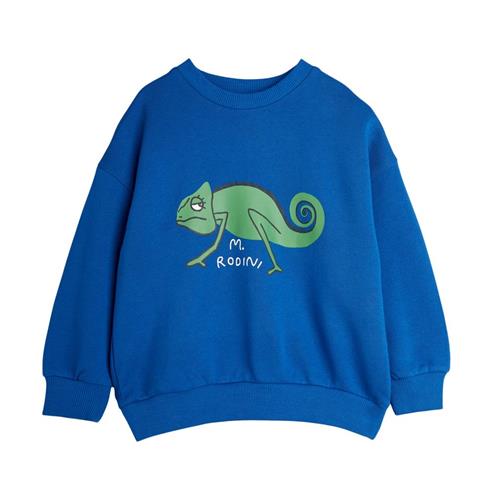 Se Mini Rodini GOTS Lizard Sweatshirt Blue 116/122 cm  Blå  116/122 cm  Unisex ved Babyshop