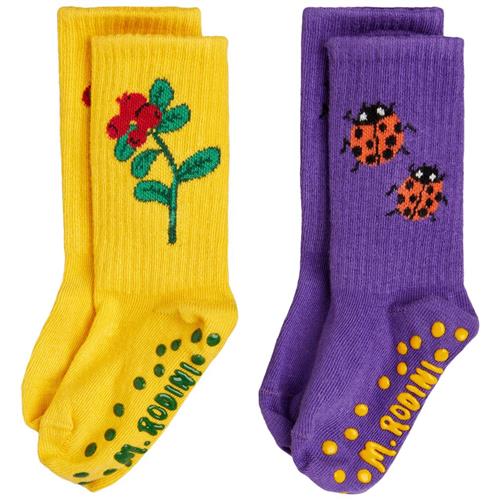 Mini Rodini GOTS Lingonberries 2-Pack Anti-Slip Sokker Multi 16-19 EU  Lilla  16-19 EU  Unisex