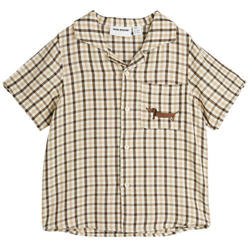 Se Mini Rodini Gingham Vævet Skjorte Beige 140/146 cm  Beige  140/146 cm  Unisex ved Babyshop