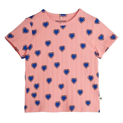 Se Mini Rodini GOTS Outlined Hearts Aop T-shirt Pink 80/86 cm  Lyserød  80/86 cm  Unisex ved Babyshop