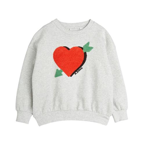 Mini Rodini GOTS Arrowed Heart Chenille Sweatshirt Grey Melange 128/134 cm  Grå  128/134 cm  Unisex
