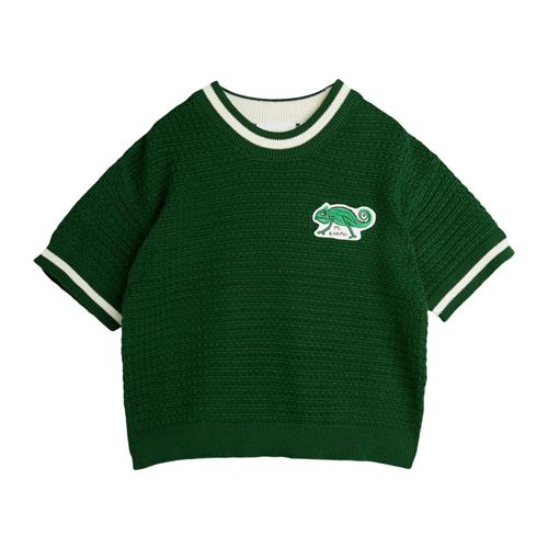 Mini Rodini GOTS Lizard Patch Crochet Knit T-shirt Green 128/134 cm  Grøn  128/134 cm  Unisex