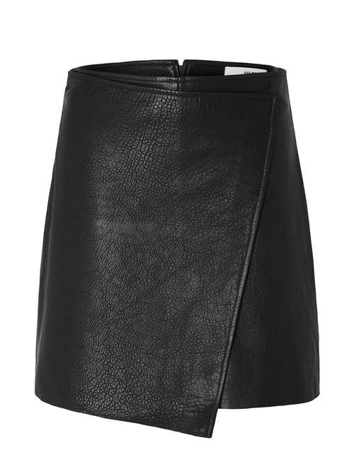 Selected Femme Slfcarol Hw Short Leather Skirt Selected Femme Black