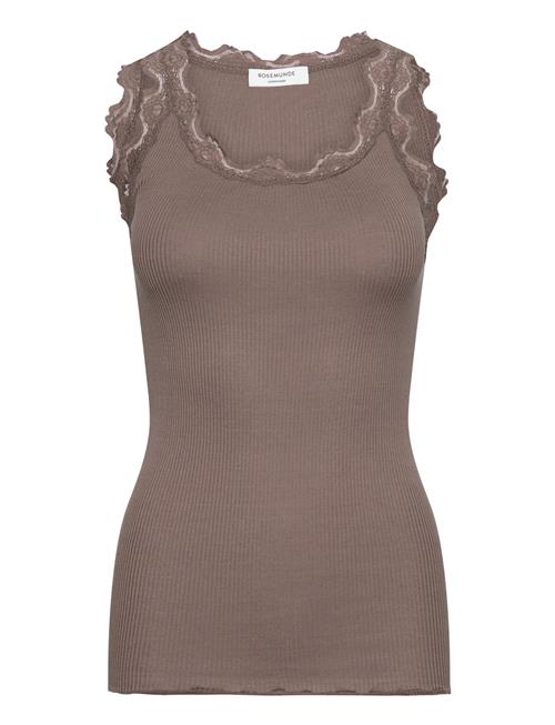 Rwbabette Silk Sl U-Neck Long Lace Rosemunde Brown