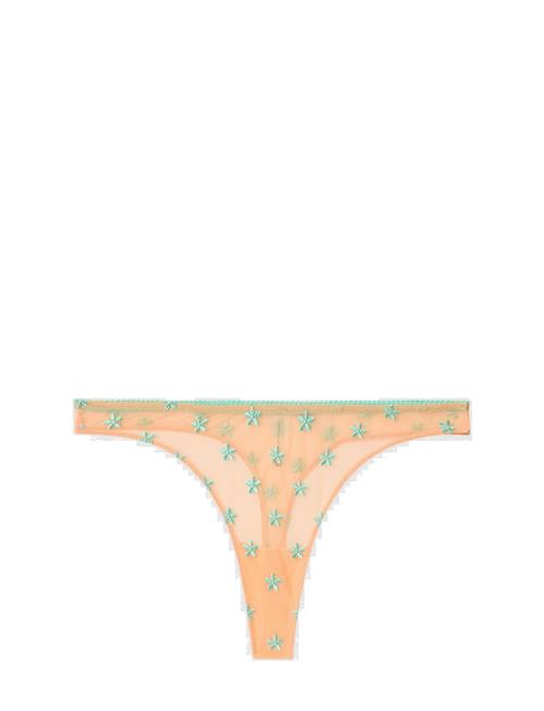 Lace Satin Thong Understatement Underwear Beige